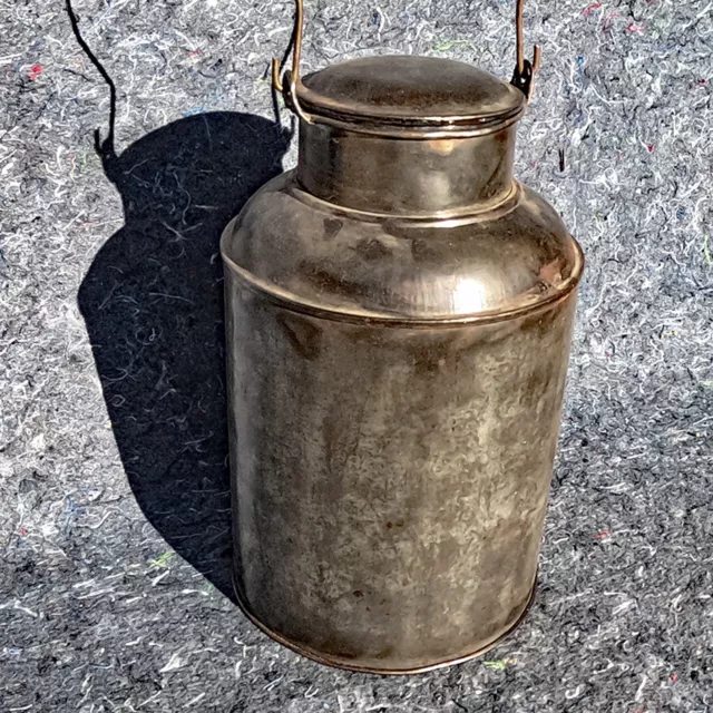 Vintage Milk Milking Pail Bucket With Handle / Semi Polished Tin Plate Finish