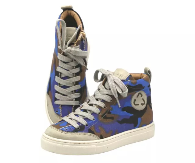 Petasil Jungen Riley vegan freundlich Hi-Top Schuhe marineblau getarnt mit Reißverschluss