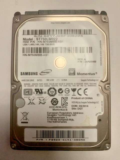 Disque Dur Interne Toshiba 750 Go – 2,5″ – Pour PC Portable/Mac – Testé OK (occasion)
