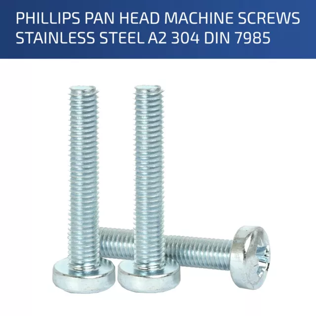 M4 M5 M6 Phillips PAN Head Machine Screws Bolts A2 304 Stainless Steel DIN -7985