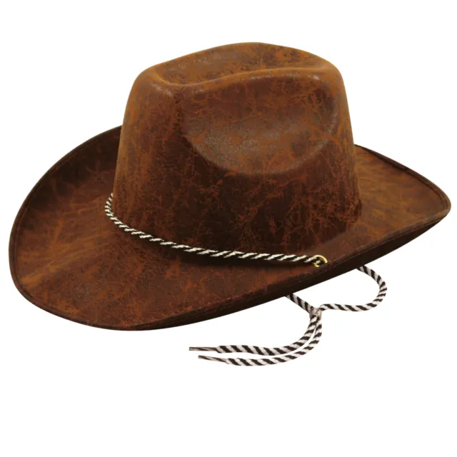 Adult Cowboy Hat - Leather American Western Hat Cowgirl Fancy Dress Bush Hat