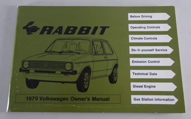 Owner ´S Manual / Manuel VW Rabbit/Golf I/1 Modèle US A Partir De 08/1978