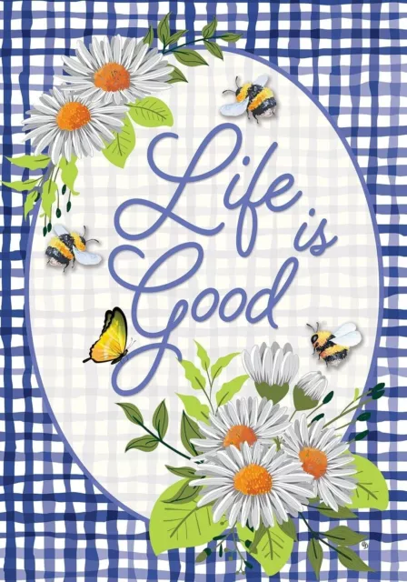 Life Is Good Daisy Butterfly Bees House Flag 40" x 28"