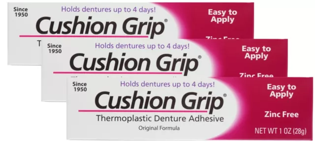 Cushion Grip Thermoplastic Denture Adhesive, 1 oz (Pack of 2) - Refit and  Tighte