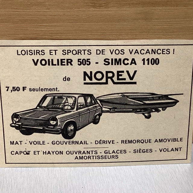 JOUET ANCIEN NOREV simca 1100 remorque voilier EUR 121,00 - FR