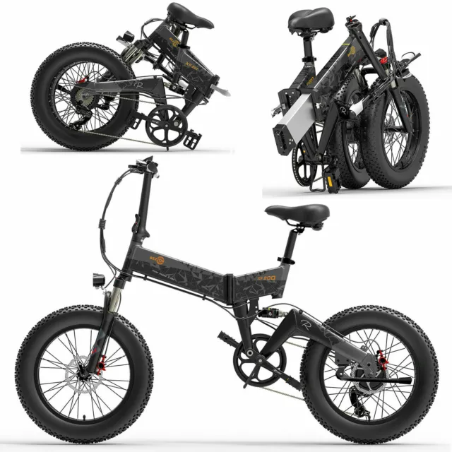 Bezior XF200 Electric Bicycle E-bike 1000W Motor 15AH 20" Fat Tire Black Gray