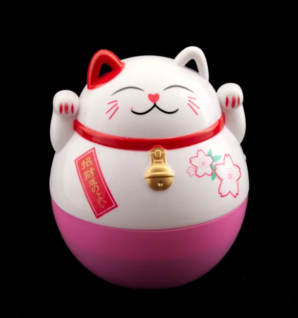 Culbuto Große Spardose Katze Japanische 15 CM Rosa Und Weiß Maneki Neko 343