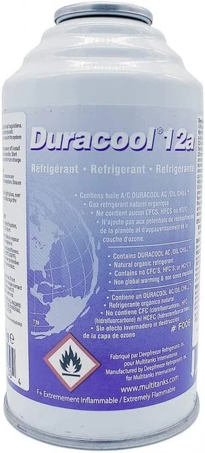 Canette Recharge de Clim Duracool 12a  R134 et HFO 1234YF Compatible Frostycool