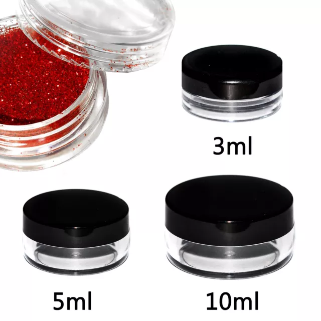 3ml 5ml 10ml Klein Rund Plastik Topf Döschen Probe Make-Up Glitter Kulturtasche