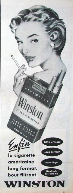 PUBLICITÉ DE PRESSE 1955 Winston La Cigarette Américaine Long Format -  Tabac EUR 3,00