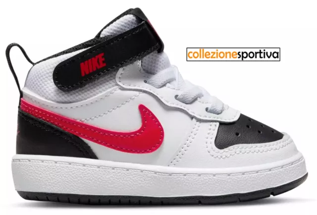 SCARPE BAMBINO/BAMBINA NIKE COURT BOROUGH MID 2 (TDV)- CD7784-110 col.bianco/ner