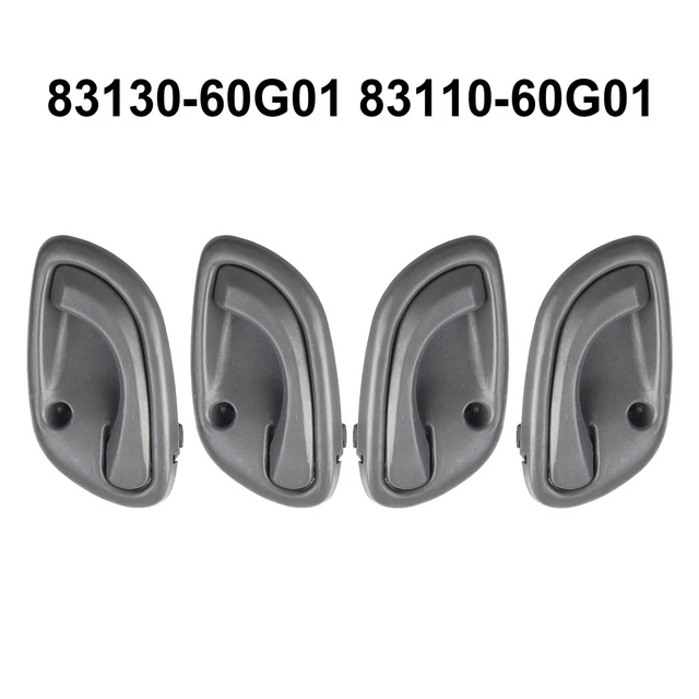 4-Piece Interior Door Handle Set For Chevy Geo Tracker & Suzuki Sidekick | Black Plastic