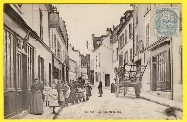 cpa very rare thiais (Val de Marne) La Rue MAUREPAS animated coupling hauler
