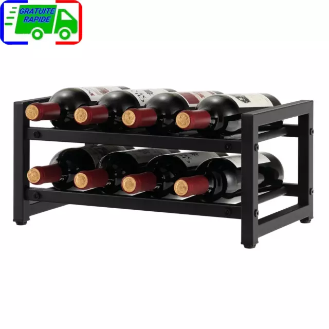 Étagère/Casier à Vin en Métal pour 8 Bouteilles Surface Antirouille Porte-Boutei