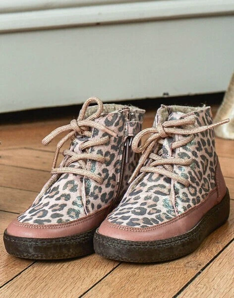SERGENT MAJOR Bottines fourrées rose léopard fille 29 neuves