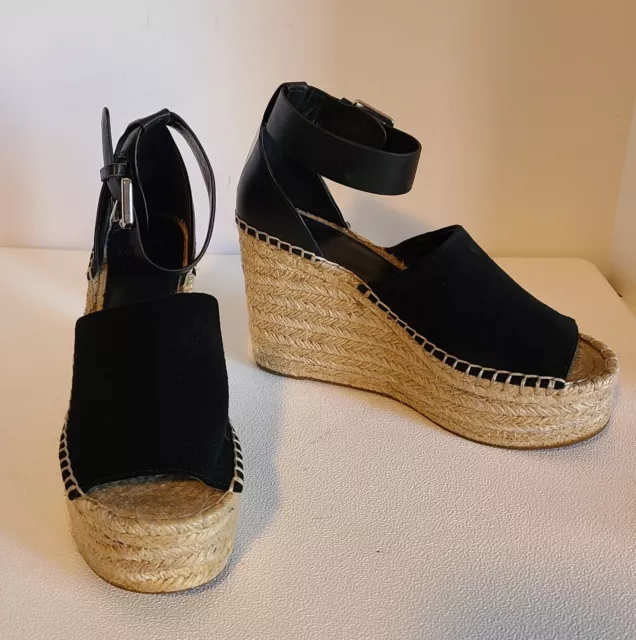 MARC FISHER 258700 Womens Ltd Adalyn Espadrille Wedge Sandal Black Size 6 M