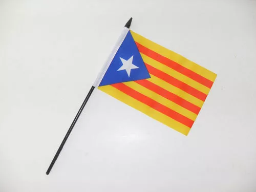 ESTELADA BLAVA SMALL HAND WAVING FLAG 6" x 4" Catalonia Crafts Table Top Display