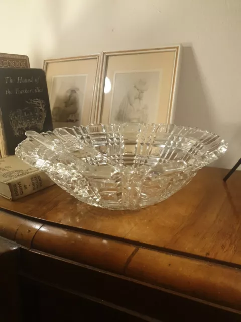 Fabulous Art Deco 1930's Libochovice Crystal Salad Bowl And Utensils 3