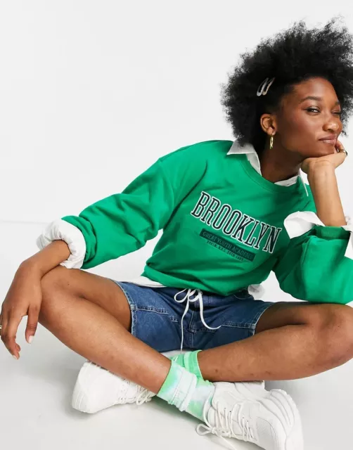 New ONLY Discontinued Cute Eda Life L/S Brooklyn Jelly Bean Green Sweatshirt Top