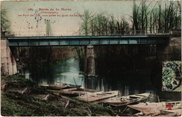 CPA CHAMPIGNY-sur-MARNE Le Pont de l'Ile vue prise du Quai de Halage (1351990)