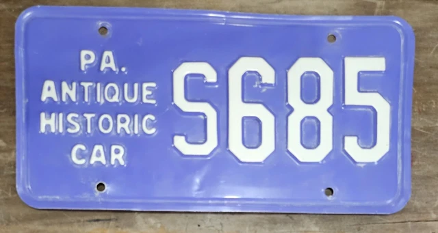 VINTAGE PENNSYLVANIA PURPLE "Antique Historic Car" License Plate (PA