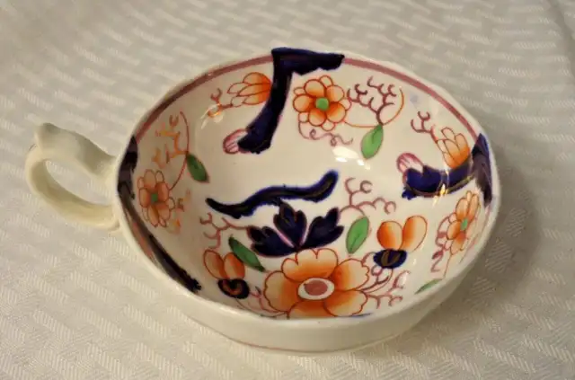 Colorful Antique Staffordshire Gaudy Welsh Porcelain Tea Cup  c. 1840