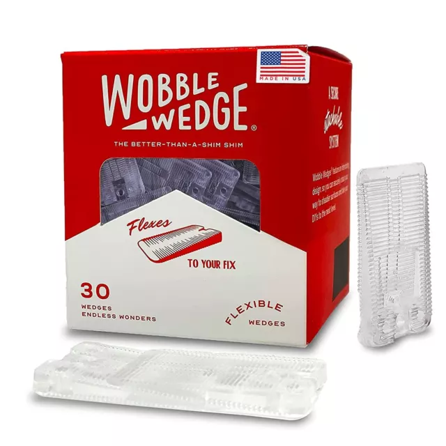 Wobble Wedges Flexible Plastic Shims, 30 Pack - MADE IN USA - Multi-Purpose Shim