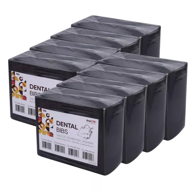 1000 OneMed Black Dental Patient Bibs ,2+1 Ply Medical Tattoo Towel Waterproof