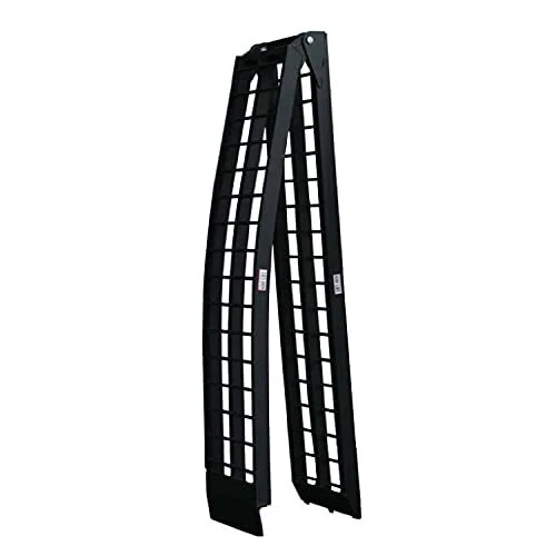 Single 10 Ft Folding Arch Ramps Aluminum Frame 600 Lb Capacity Safety Straps
