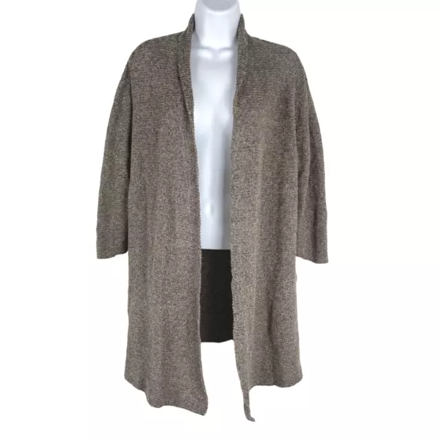 Eileen Fisher Open Cardigan Sweater 100% Linen Brown Mix Women's Large