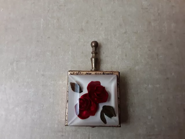 Vintage Encased Rose Pill Box With Handle