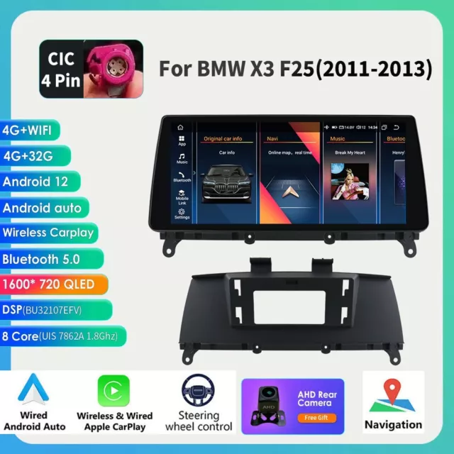 Für BMW X3 F25 CIC Android 12 Multimedia 8-Kern Autoradio CarPlay DAB+ GPS Navi
