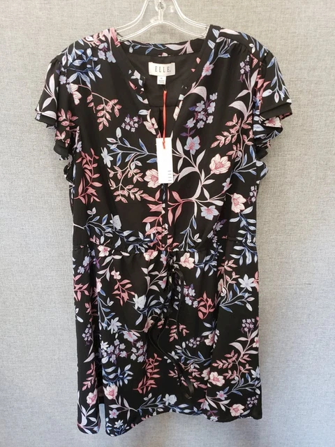 Elle Floral Dress w/ Black Waist Belt Size XL