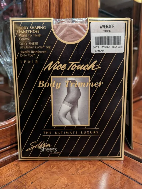 Nice Touch Waist To Thigh Control Body Shaping Pantyhose In Taupe  Average