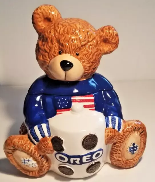 OREO TEDDY BEAR Cookie Jar American Flag Americana 10