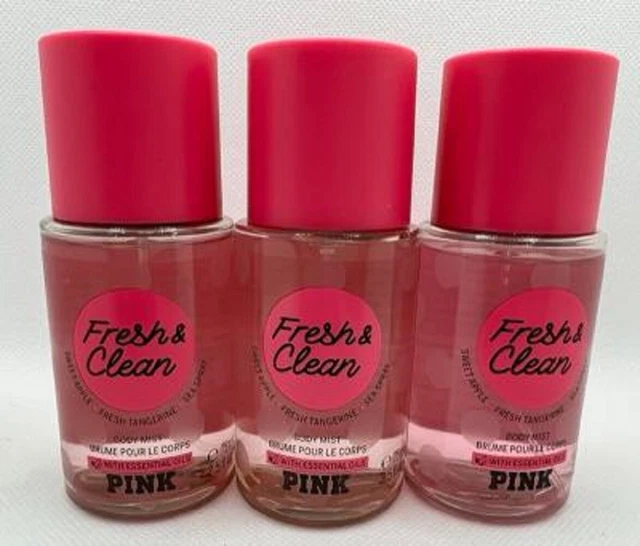 Victoria’s Secret PINK Fresh & Clean Mini Travel Body Mist 2.5 Oz x3