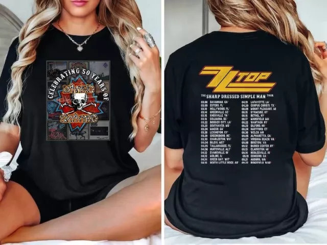 Lynyrd Skynyrd ZZ Top Tour 2024 Shirt,Sharp Dressed Simple Man US Tour All Size