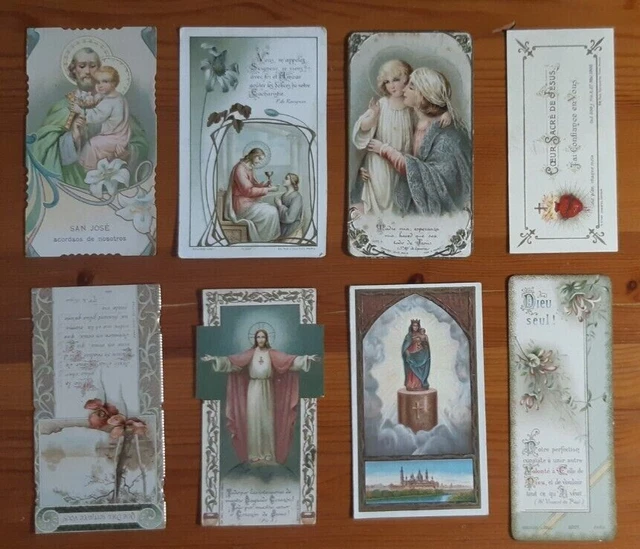 Lote de 8 estampas religiosas antiguas. Images pieuses, holy cards, santini.