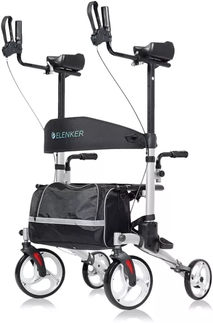 2023 ELENKER Upright Walker Folding Rollator Walker Stand Up Walking Medical Aid