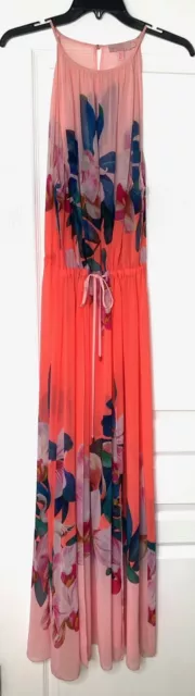 TED BAKER Sunara Floral Orchid Print Wonderland Maxi Dress Swim Cover-Up LARGE 2