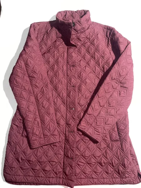 Lands' End Quilted Barn Jacket Rich Burgundy Packable Insulated Large Primaloft