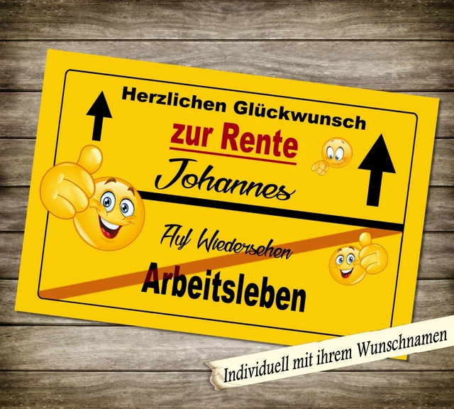 URKUNDE KARTE RENTE Ruhestand A4 individuell mit Namen Geschenk