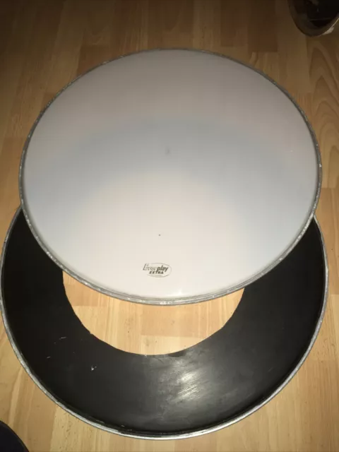 PAIR OF VINTAGE Premier Everplay Extra Bass Drum Heads 22 16.99