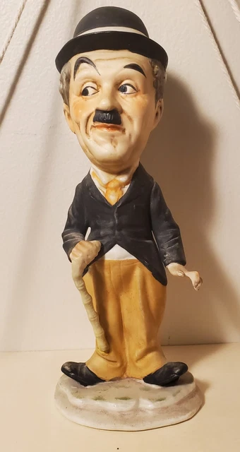 VINTAGE CHARLIE CHAPLIN Royal Crown Chalkware Porcelain Figurine 6.75