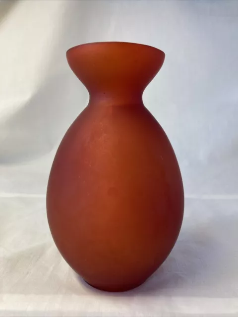 Sea Glass, Beautiful Hand Blown Red Vase 5.5" Tall