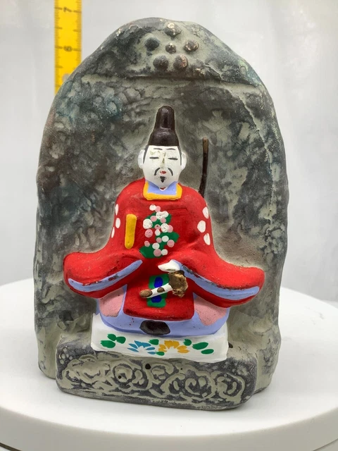 Japanese Clay Bell Ceramic Dorei Asian Antiques old Tenjin 3.1x2.3x4.3inch