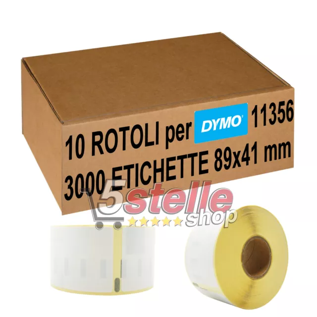 10 x ROTOLI ETICHETTE ADESIVE 11356 89x41 mm PER DYMO LABELWRITER 400 450