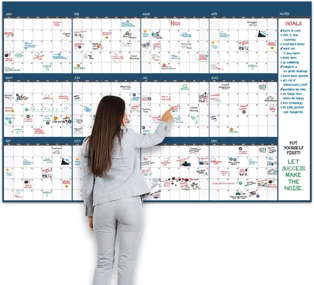 LARGE DRY ERASE Wall Calendar 48" X 74" Undated Blank 2023 Reusable