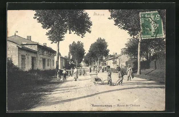 CPA Sommesous, Route de Châlons 1912