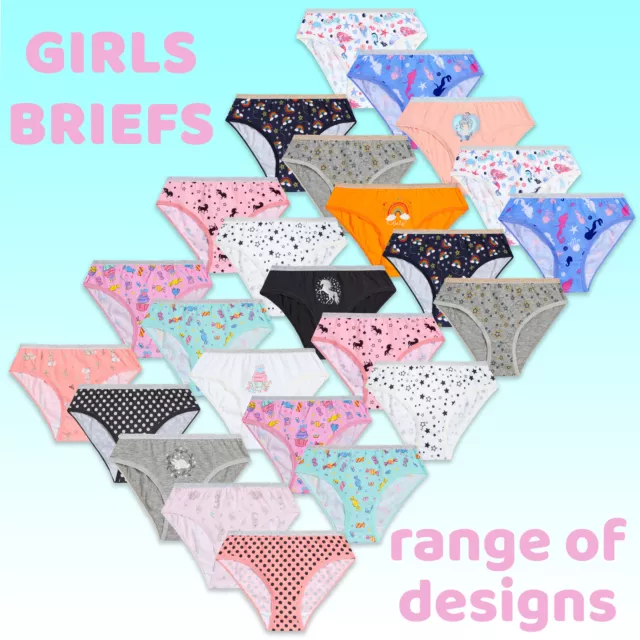 Girls 100% Cotton Briefs Knickers Underwear 2 3 4 5 6 7 8 9 10 11 12 13 Years UK